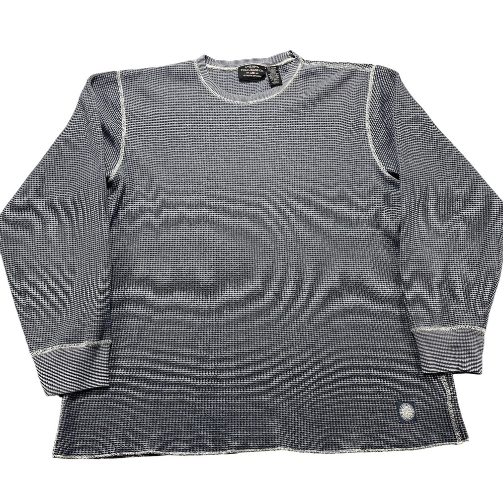 Polo Jeans Co Ralph Lauren Thermal Shirt Mens 2XL Blue Waffle Knit Long Slv VTG
